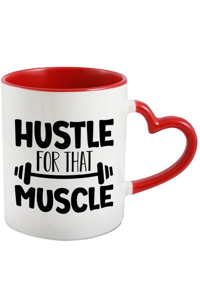 StoryGift Romania Cana cu o haltera si mesajul "Hustle for that muscle" - mun...