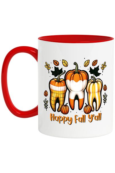 StoryGift Romania Mug with the message "Happy Fall y'all", profession, illustration, work, dedication, passion, With ,STG