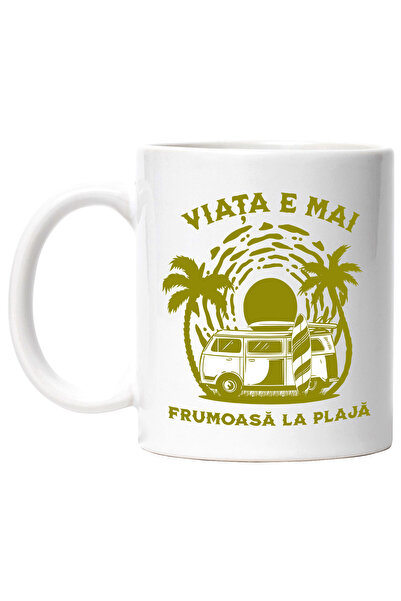 StoryGift Romania Cana viata e mai frumoasa la plaja vacanta caravana, 330ml,...