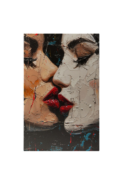 StoryGift Romania Tablou Canvas: Femeie Cu Chipul Alb Si Gene Mari Se Saruta ...