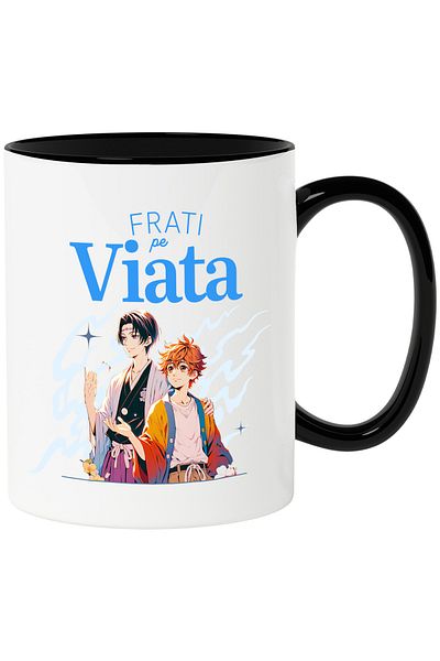 StoryGift Romania Mug brothers for life family best friends, 330ml, Ceramic with Black Handle, With,STG