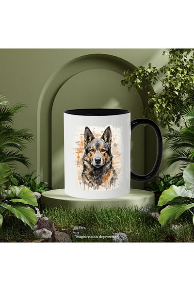 StoryGift Romania Puppy Mug, Watercolor Effect Illustration, Poster, Wolf Dog, Multicolor 330 ml, , With