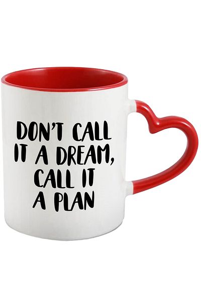 StoryGift Romania Mug with the text "Don't call it a dream, call it a plan" - ambition objectives with Man, With, STG