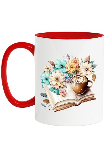 StoryGift Romania Mug with an open book | illustration | coffee cup | popcorn | nature | i, Cu ,STG