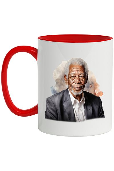 StoryGift Romania Mug With Morgan Freeman, Famous Actor, Film, Hollywood, Multicolor 330 ml, Ceram, With ,STG