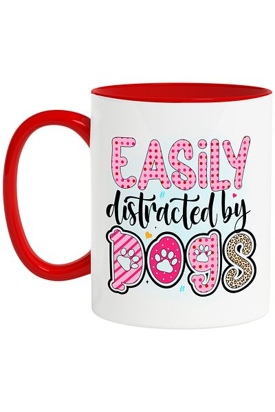 StoryGift Romania Mug with the message "Easily distracted by dogs", dog, pet, illustrated, With ,STG