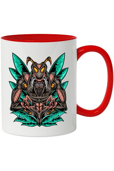 StoryGift Romania Mug With Insect, Monster, Robot, Cyberpunk, Alien, Multicolor 330 ml, Ce, Cu, STG