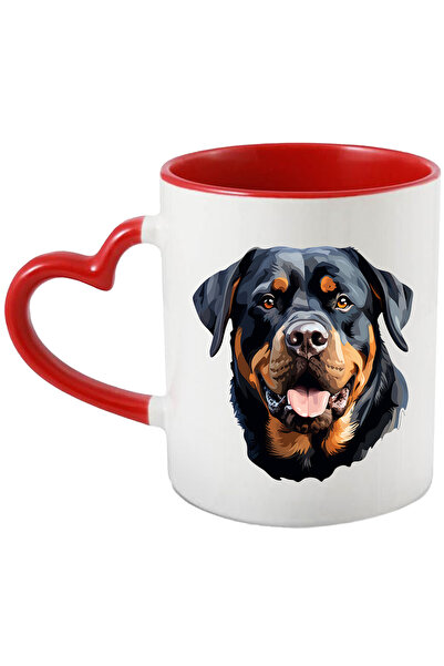 StoryGift Romania Cana cu un catel Rottweiler bucuros, ilustratie, stil vecto...
