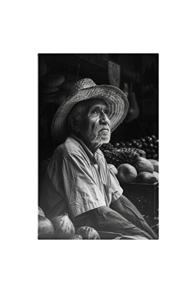 StoryGift Romania Tablou Canvas: Înțeleptul Fermier Instantaneu Alb Negru Înt...