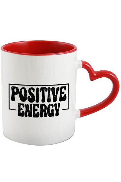 StoryGift Romania Mug with the text "Positive energy" - positive energy kindness with Red Heart Handle, With ,STG.