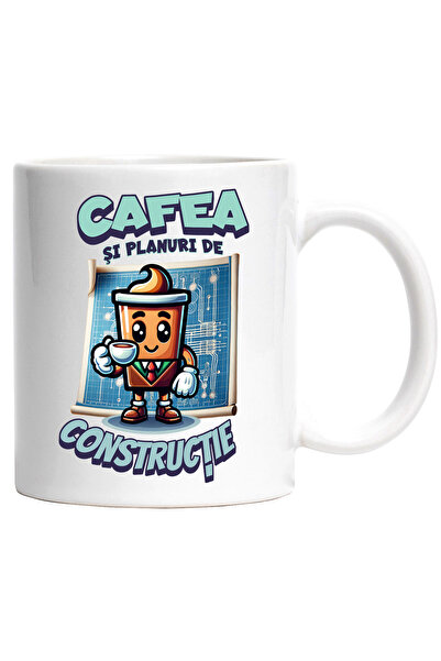 StoryGift Romania Cana Pahar Vesel Arhitect Mesaj Cafea si planuri de constru...