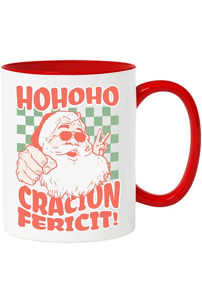 StoryGift Romania Mug hohoho Merry Christmas Funny Santa Claus Cool Celebration, 330ml, Ceramic with R Handle, With ,STG