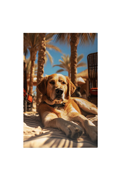 StoryGift Romania Tablou Canvas: Câine Relaxat Pe Plajă- Animal De Companie P...
