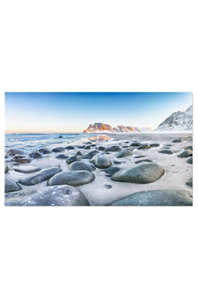 StoryGift Romania Tablou Canvas Vedere Iarna La Plaja Uttakleiv, Norvegia, Ia...