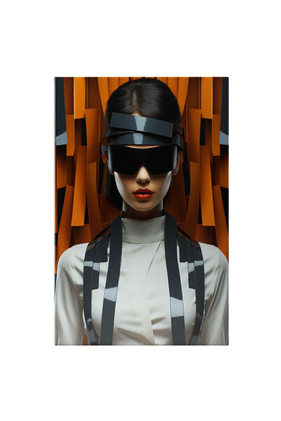 StoryGift Romania Tablou Canvas: O Domnisoara Cu Ochelari Negri - Forme Geome...