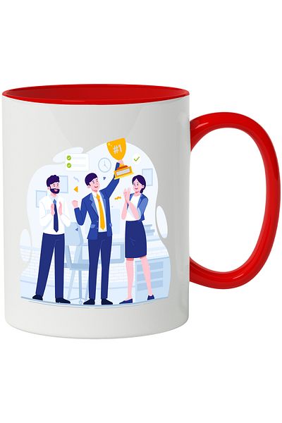 StoryGift Romania Mug With Trophy, Team, Business, Office, Multicolor 330 ml, Ceramic with Ro Handle, With ,STG