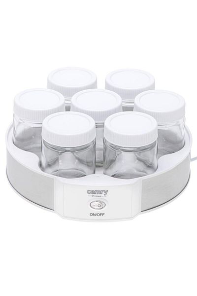 CAMRY Cr 4519 Yogurt Maker, 7 Compartments, 7 Glass Jars With Screw Caps, 1.25 M Power Cord