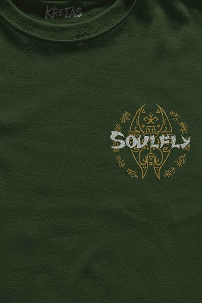 Kretas Μπλουζάκι Unisex Χακί Χρώμα Soulfly Minimal Μπλουζάκι με στάμπα μπροστά κανονική εφαρμογή βαμβακερό