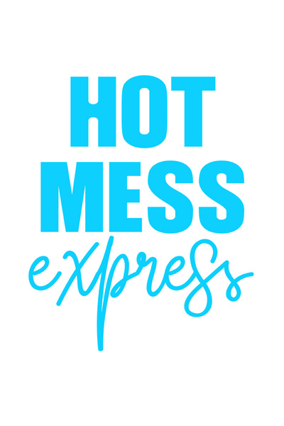 StoryGift Romania Sticker Eticheta 40CM Exterior cu textul in engleza "Hot mess express" - dezastru fierbinte ,