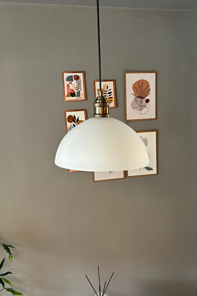 Bamyum Perry Cam Tekli Avize Lale Beyaz Başlık Retro Sarkıt Lamba Restoran Salon Aydınlatma