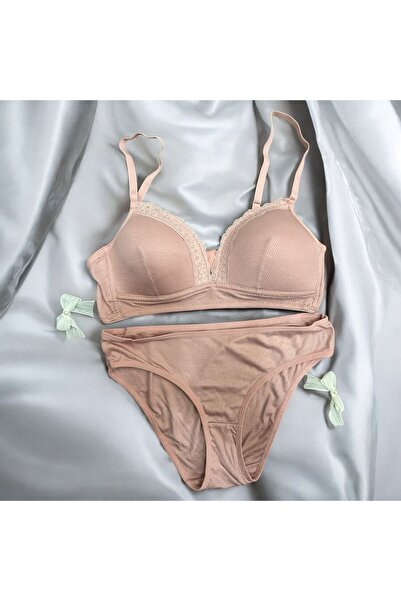 GIONA Lace Women's Ribbed Bra and Panty Set