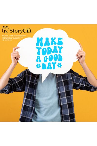 StoryGift Romania Sticker Autocolant 30CM Exterior cu un mesaj motivational in engleza "Make today a good day" -