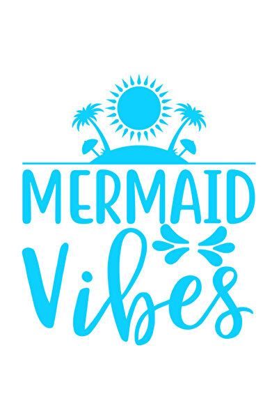 StoryGift Romania Sticker Exterior cu o insula si mesajul "Mermaid vibes" - sirena soare plaja , Vinyl Albas