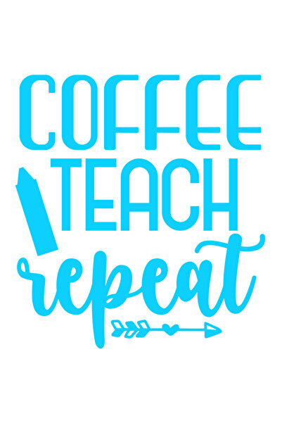 StoryGift Romania Sticker Adeziv 90CM Exterior cu o sageata si mesajul "Coffee, teach, repeat" - cafea preda rep