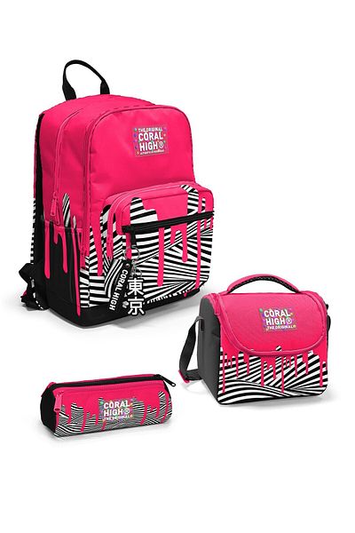 Coral High Set of 3 School Bags