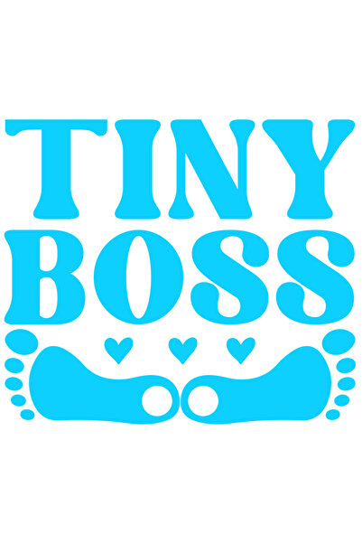 StoryGift Romania Sticker Exterior cu textul in engleza "Tiny boss" - seful micut pasi bebelus copilarie , V