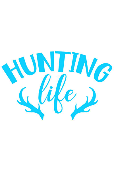 StoryGift Romania Sticker Eticheta 40CM Exterior cu niste coarne de cerb si textul "Hunting life" - viata la van