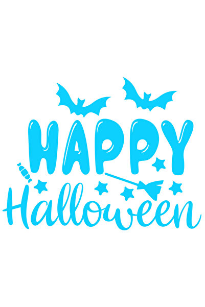 StoryGift Romania Sticker Eticheta 50CM Exterior cu ilustratie afisand lilieci si mesajul "Happy Halloween" - Ha