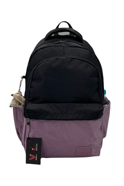 Bevitton Αδιάβροχο Custom Betto's Fabric Unixes Μαύρο-Δαμάσκηνο Casual School Backpack 34100