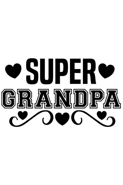 StoryGift Romania Sticker Exterior pentru un bunic iubit cu mesajul "Super grandpa" si inimioare , Vinyl Neg