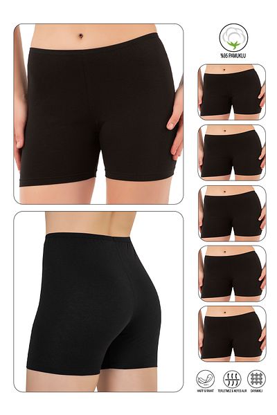 ÖZKAN underwear Özkan 26591 Pachet de 5 pantaloni scurți pentru femei, bumbac, lycra, jerseu simplu, flexibili, confortabili, lungime medie, peste genunchi.