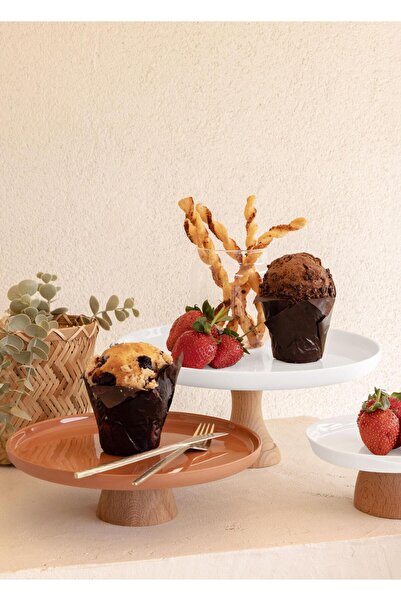 The Mia Limoges Ahşap Ayaklı Tabak Terracota 21x7 cm