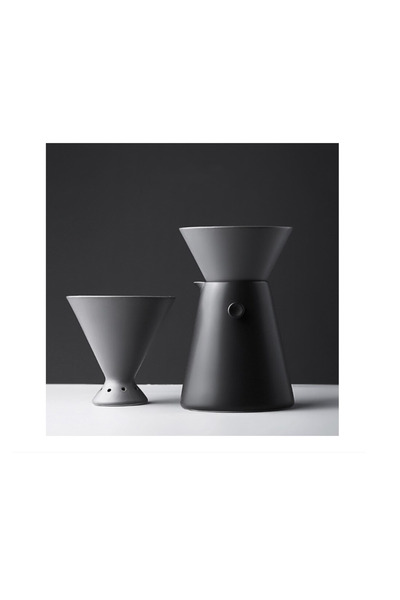 motor starter DELUXE Teapot/Coffee Filter Set, 2 in 1, hand-crafted ceramic, 300 ml, 17 x 14 x 14 cm, grey