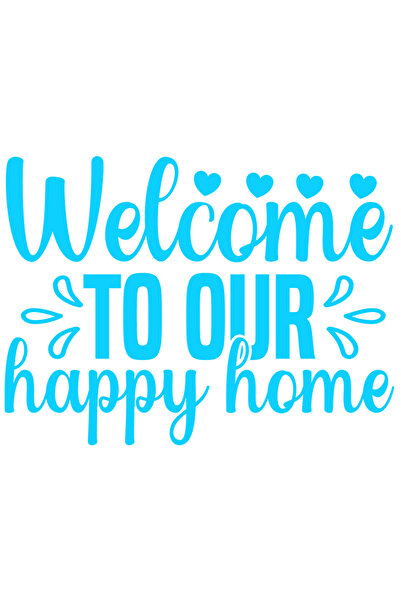StoryGift Romania Sticker Autocolant 30CM Exterior cu inimioare si mesajul "Welcome to our happy home" - bun-ven