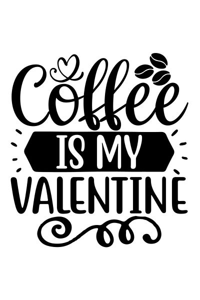 StoryGift Romania Sticker Eticheta 40CM Exterior pentru iubitorii cafelei cu textul "Coffee is my Valentine" - V