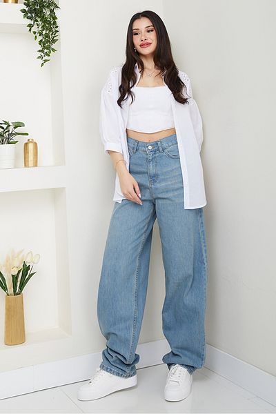 Bestenur Wide Leg Jeans 1514 - Light Blue