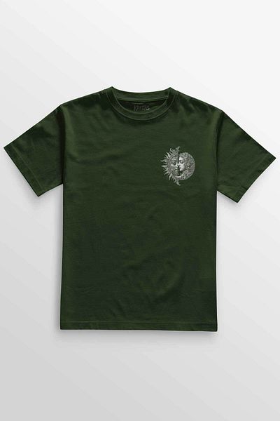 Kretas Μπλουζάκι Unisex Χακί Celestal Balance Sun And Moon Sun and Moon Space Ying Yang εμπριμέ μπλουζάκι