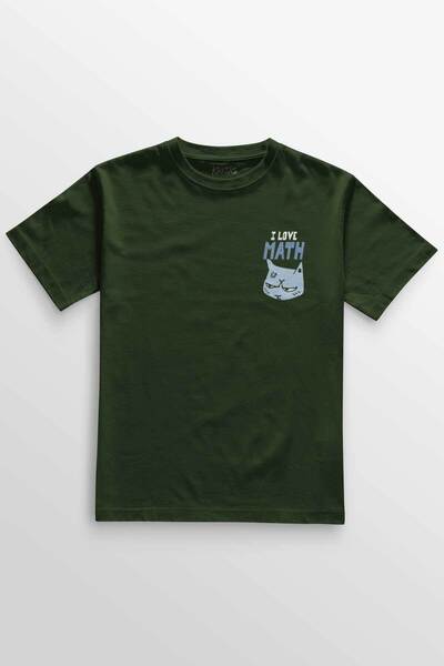 Kretas Unisex kaki majica T-shirt Volim matematiku Formula mačka Štampano