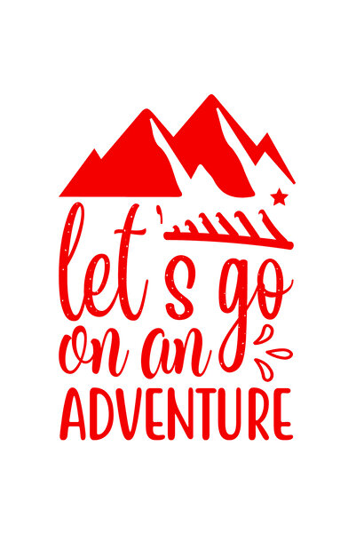 StoryGift Romania Sticker Autocolant 30CM Exterior cu munti si textul in engleza "Let's go on an adventure" - ha