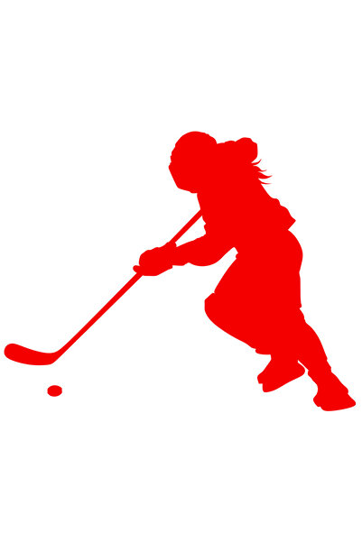 StoryGift Romania Sticker Adeziv 90CM Exterior cu o femeie care joaca hochei - crosa puc , Vinyl Rosu, 90 cm