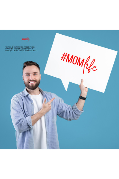 StoryGift Romania Sticker Adeziv 90CM Exterior cu "#Momlife" - viata de mama iubire dragoste , Vinyl Rosu, 90 cm