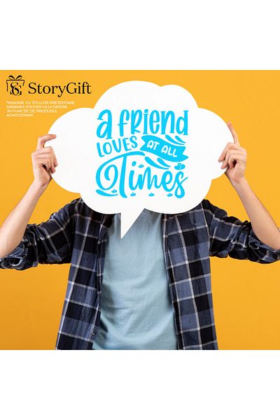 StoryGift Romania Sticker Eticheta 40CM Exterior cu inimioare pentru un prieten care te ajuta de fiecare data ca