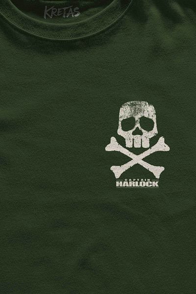 Kretas Μπλουζάκι Unisex Χακί Μπλουζάκι Captain Harlock Anime Retro Space Pirate με στάμπα μπλουζάκι