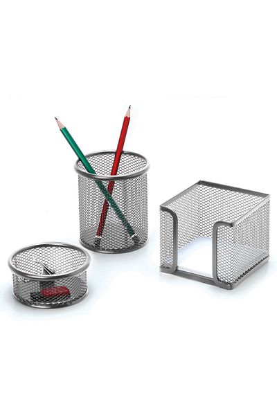 VİVA Inox File Combined Set Pen Holder Paper Holder Paper Clip Holder 2 Pcs Pencil Gift