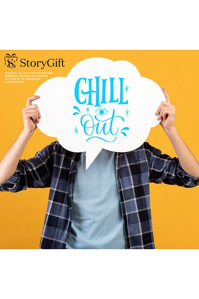 StoryGift Romania Sticker Adeziv 90CM Exterior cu indemnul de a te calma - linistiti-va , Vinyl Albastru, 90 cm