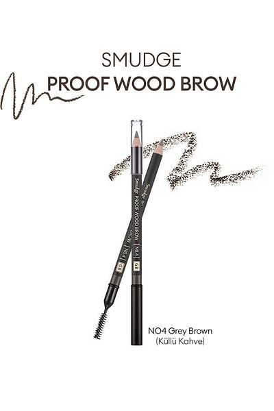 Missha Smudge Proof Permanent Natural Eyebrow Pencil Smudge Proof Wood Brow No.4 (Gray Brown)